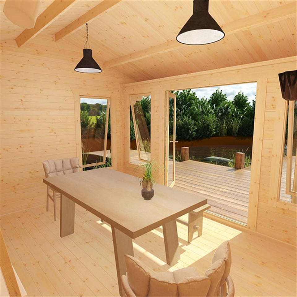 image 1 of 12ft x 10ft (3550mm x 2950mm) Horsforth "The Louisiana" 44mm Log Cabin With 3 Opening Windows