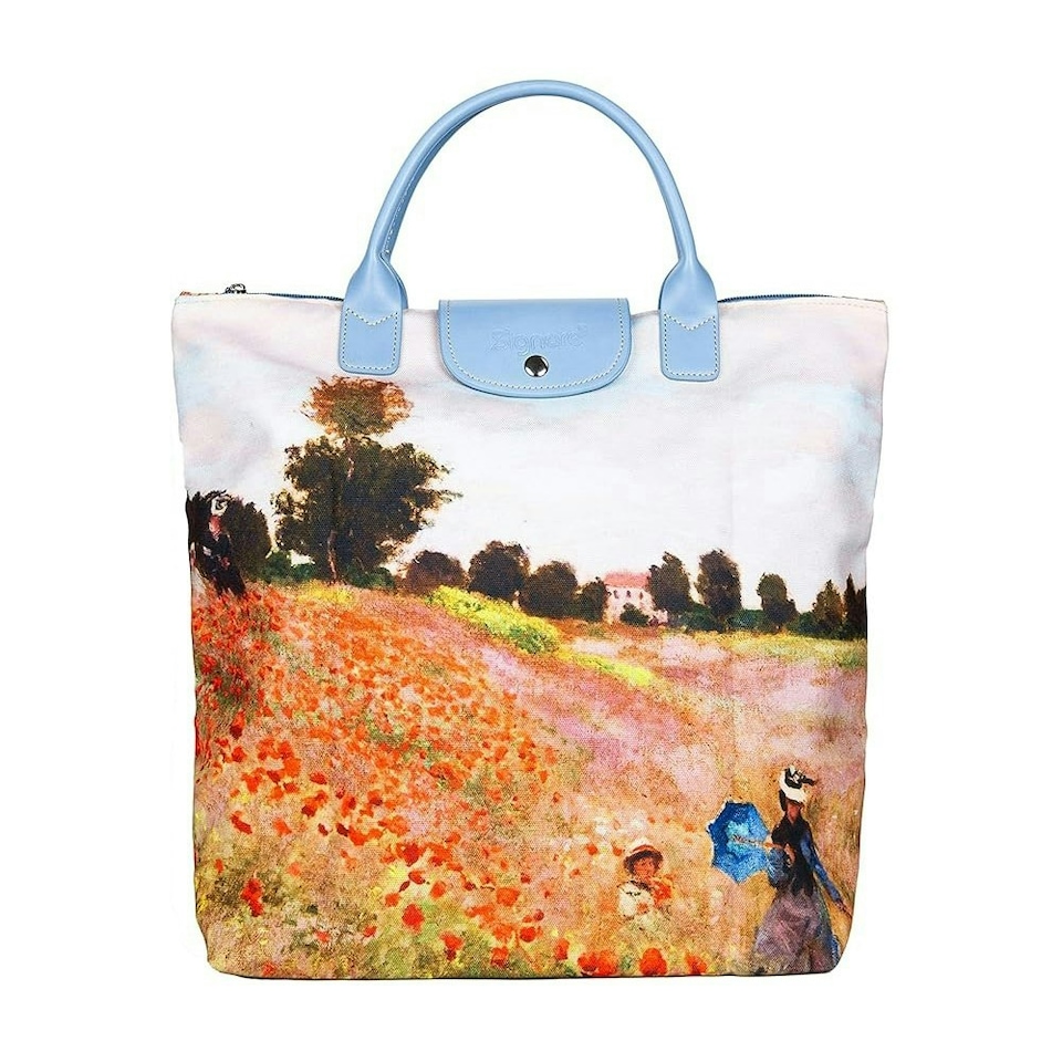image 1 of Signare Foldable Shopper Tote Bag Poppy Field | Blue | One Size