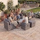 image 2 of Garden Vida Islay 6 Seater Rattan Outdoor BBQ Patio Set with 2 Seater Sofa, 2x Chairs, 2x Stools, Glass Top Coffee Table - Grey