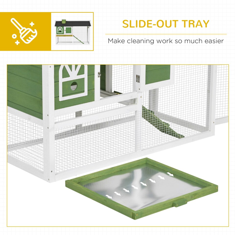 image 1 of PawHut Rabbit Hutch, Guinea Pig Hutch 2 Tiers Outdoor w/Tray & Ramp, Green