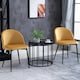 image 2 of HOMCOM Modern Upholstered Fabric Bucket Seat Dining Chairs Set of 2 Yellow