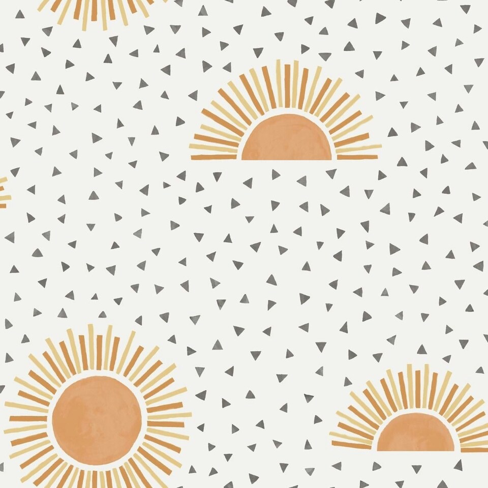 image 1 of Holden Décor Sunbeam Wallpaper - White/Orange - One Size White