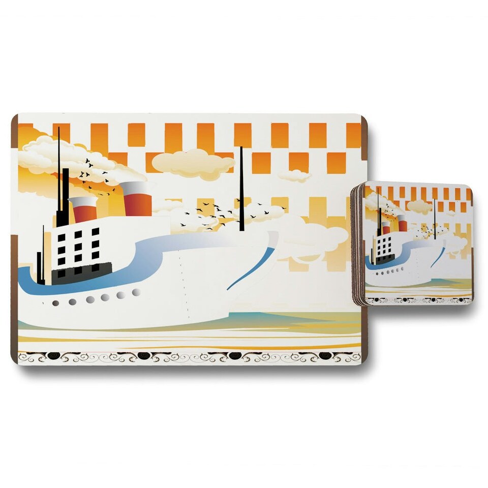 Art Deco Ship (Placemat & Coaster Set)