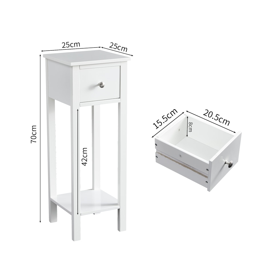 image 1 of MCC Direct Set of 2 Wooden Bedside Tables with Shelf and Drawer Nightstand Amelia