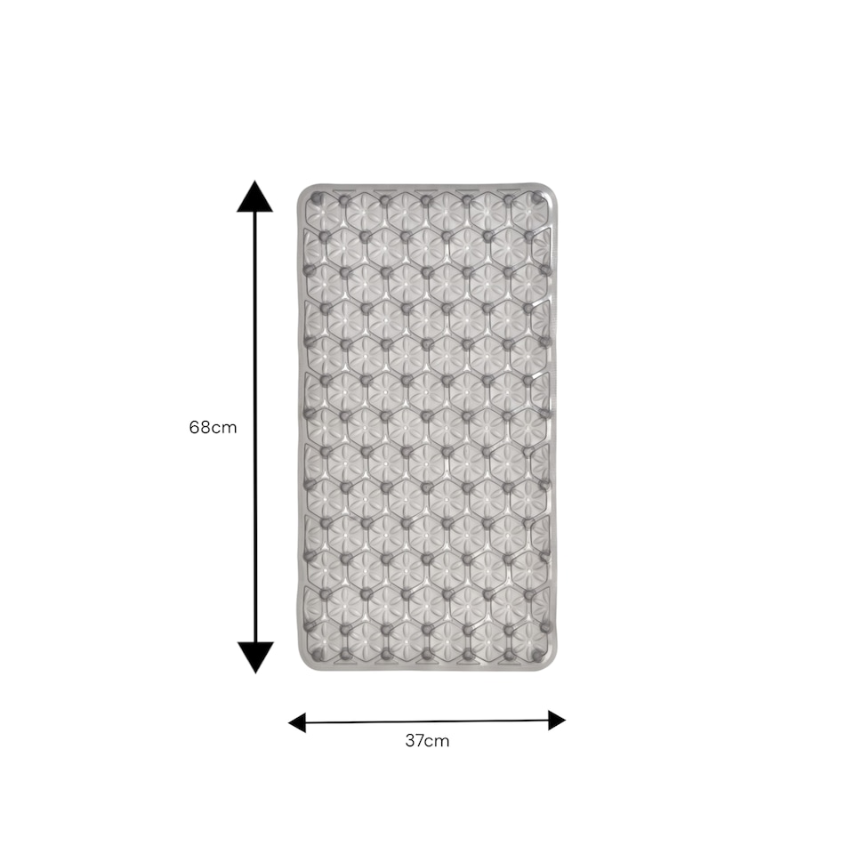 image 1 of Laguna Anti Slip Grey PVC Bath Mat 68cm x 37cm - 2 Set | Grey | Grey | 2
