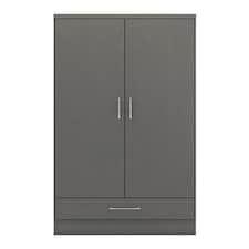 Nevada 2 Door 1 Drawer Wardrobe - L52 x W78 x H182.5 cm - 3D Effect Grey | Grey | 3D Effect Grey