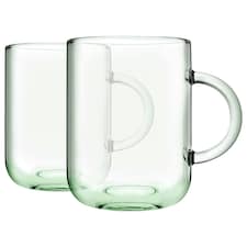 Pasabahce Aware Iconic Recycled Glass Mugs - 330ml - Green - Pack of 2