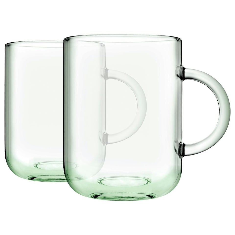 image 1 of Pasabahce Aware Iconic Recycled Glass Mugs - 330ml - Green - Pack of 2
