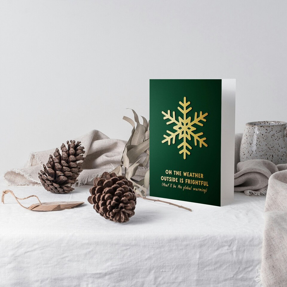 image 1 of Weather Outside Frightful Global Warming Funny Blank For Him Or Her Art Christmas Card