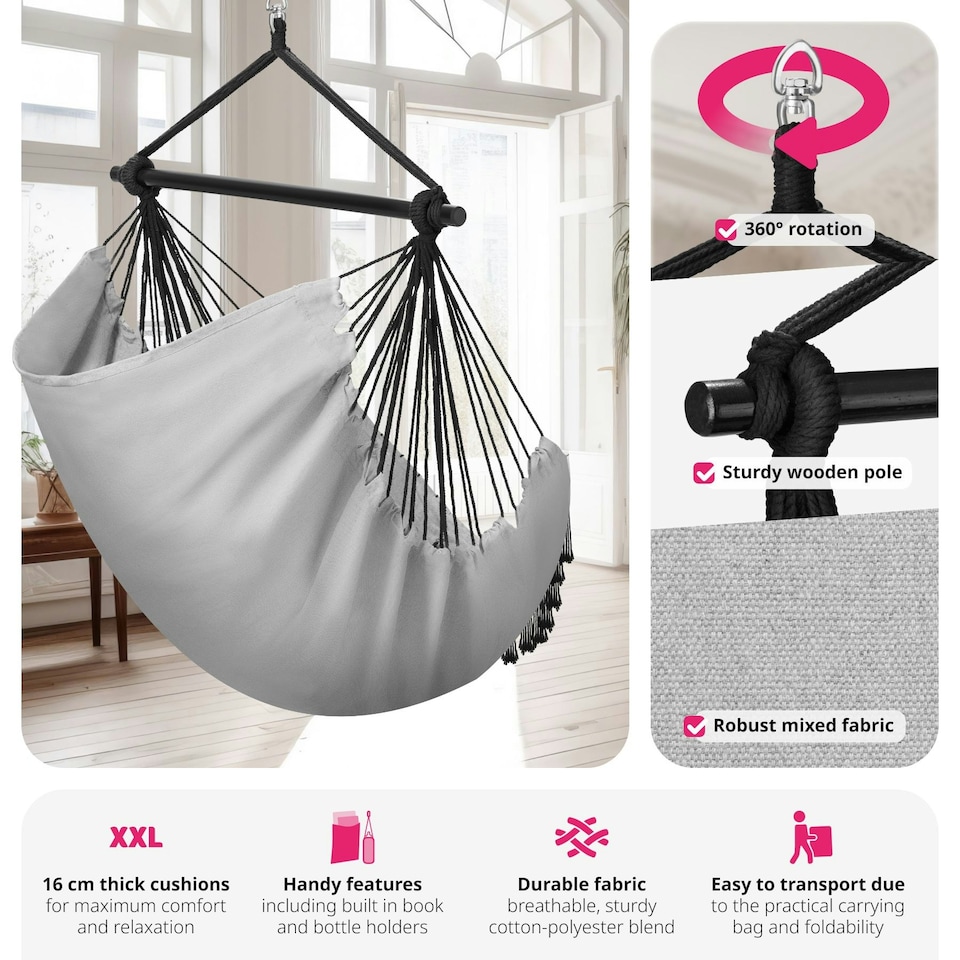 image 1 of Hanging Chair Malika, Boho Style, Load Capacity 150kg