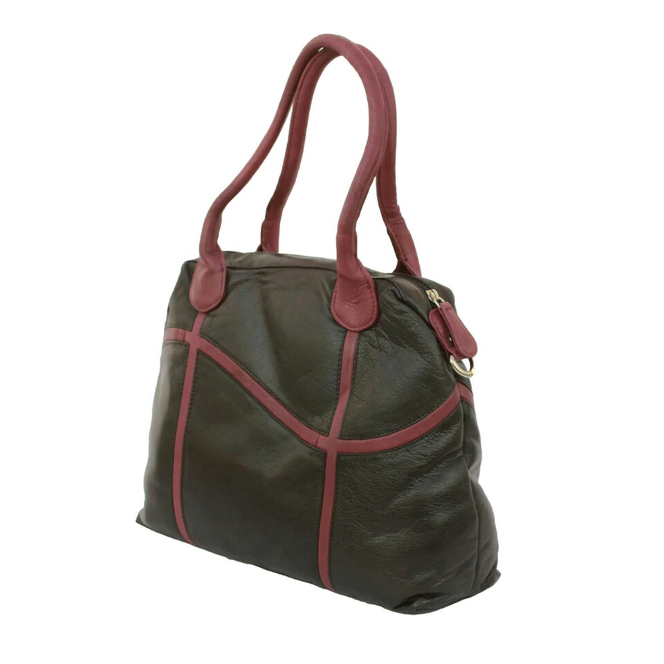 image 1 of Eastern Counties Leather Sarah Contrast Leather Handbag - Black/Wine - One Size Black