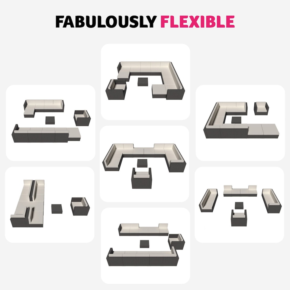 image 1 of Garden Furniture Set Las Vegas - large outdoor corner sofa, armchair, coffee table | Grey | grey | 75 x 75 x 38 cm | 1