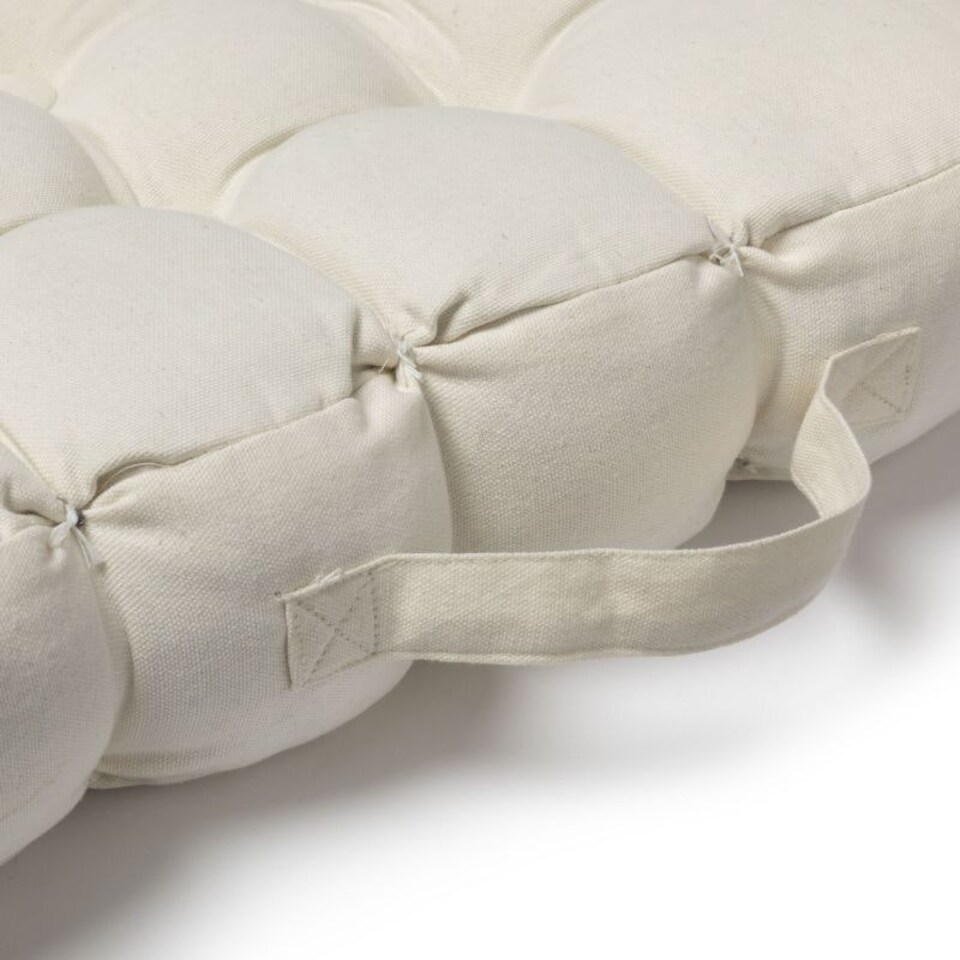 image 1 of Quilted Button Seat Pad Cushion Booster 100% Cotton Cover 45cm Square Gold
