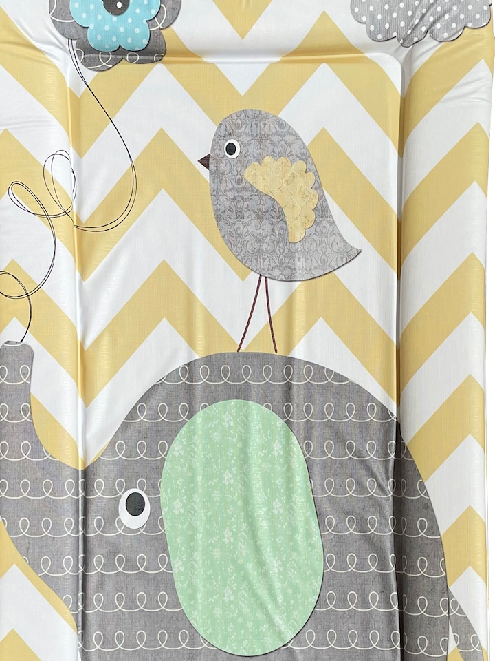 image 1 of Babybase Padded Changing Mat 74 x 46cm Elephant Chevron