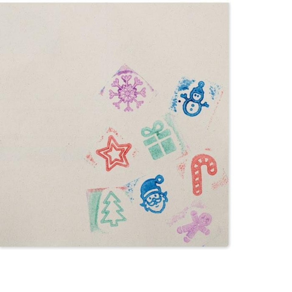 image 1 of MidOcean Stampie Wooden Christmas Ink Stamp Set (Pack of 8) - Beige/Multicoloured - One Size