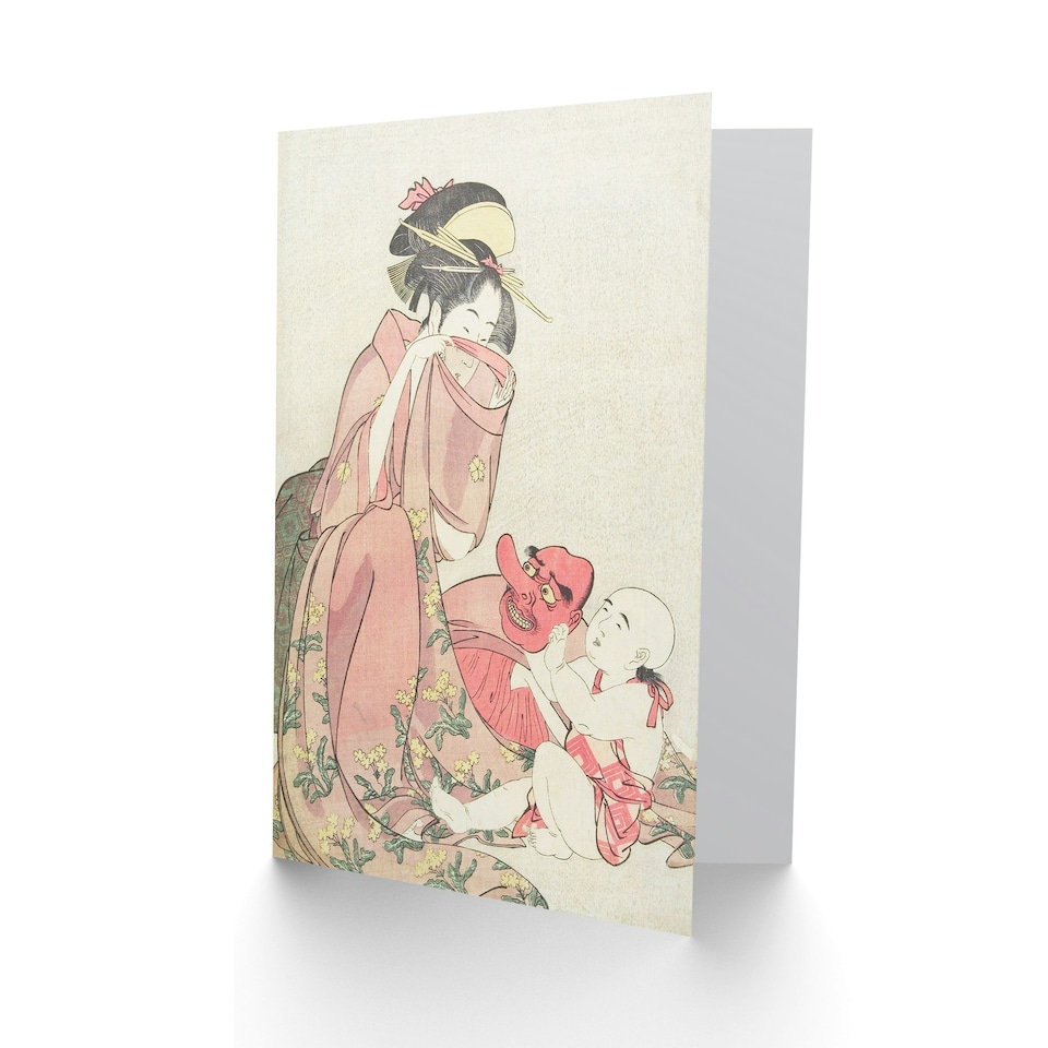 image 1 of Utamaro Kitagawa Art Card Woman Playing With Child