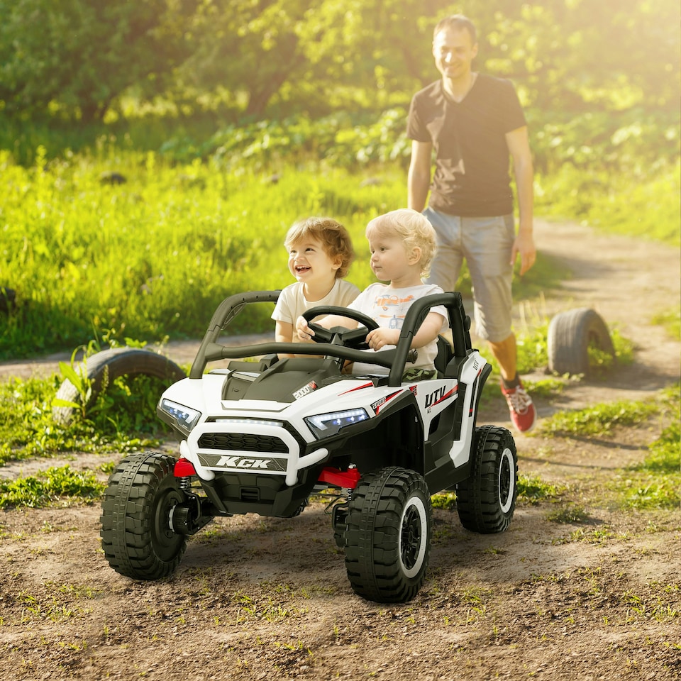 image 1 of AIYAPLAY 2 Seater 24V 7AH Ride on Truck w/ Spring Suspension, White