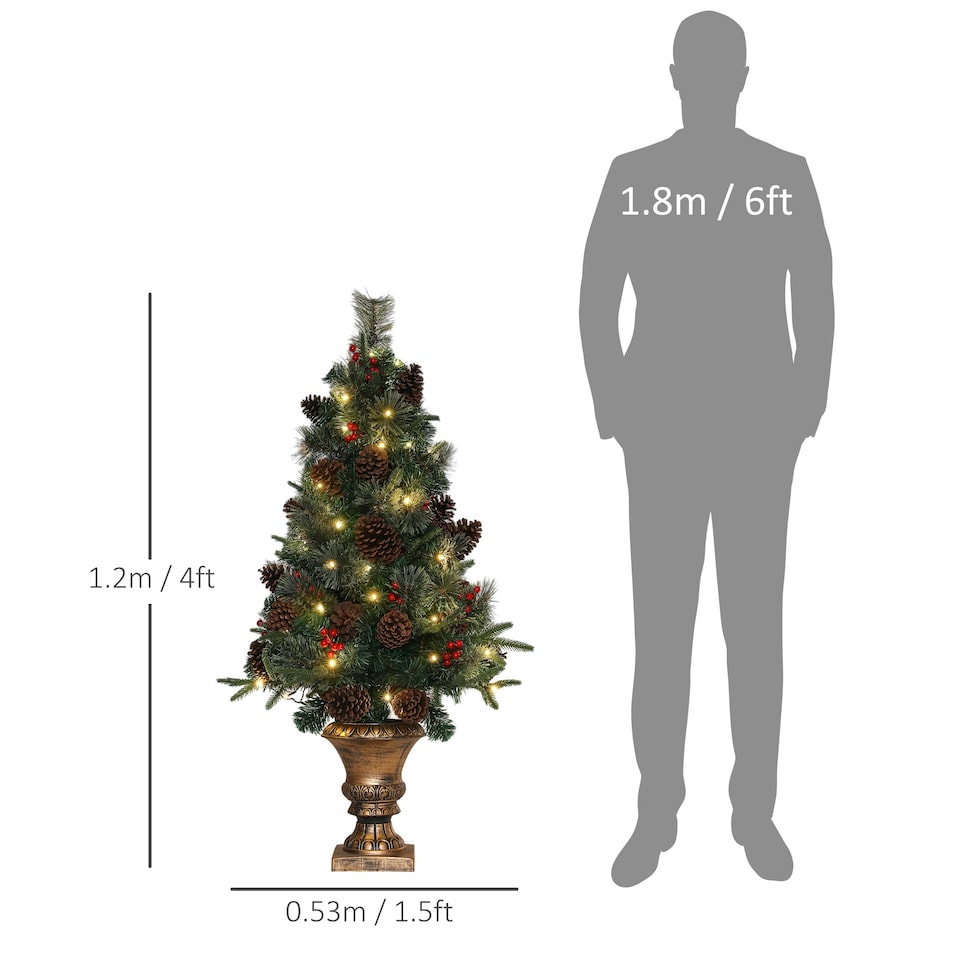 image 1 of HOMCOM 4ft Artificial Christmas Tree with 60 Warm White LED Lights