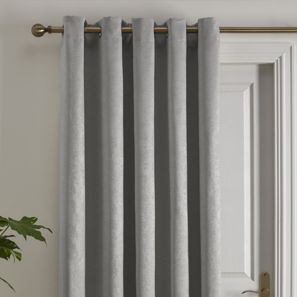 image 1 of Fusion Strata Eyelet Single Panel Door Curtain Silver