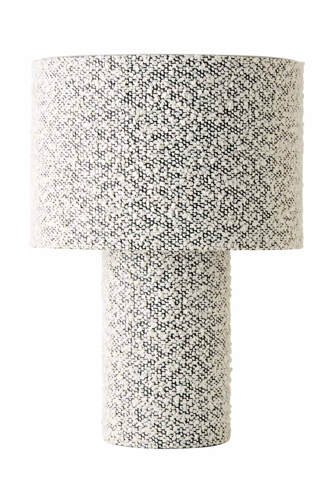 ValueLights Ash Natural Full Boucle Fabric Table Lamp with Bulb in Light Grey
