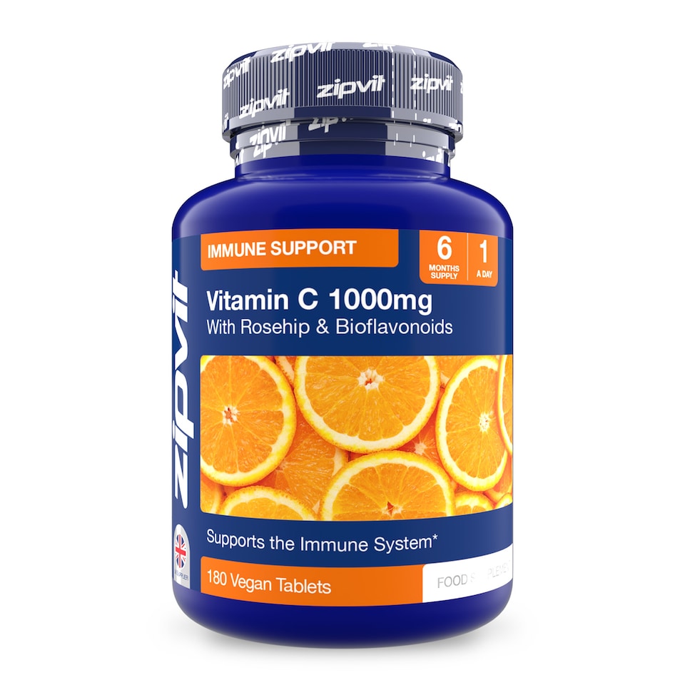 image 1 of Zipvit Vitamin C 1000mg with Rosehip & Bioflavonoids, Immune, Energy & Collagen Support, 180 Vegan Tablets, 6-Month Supply