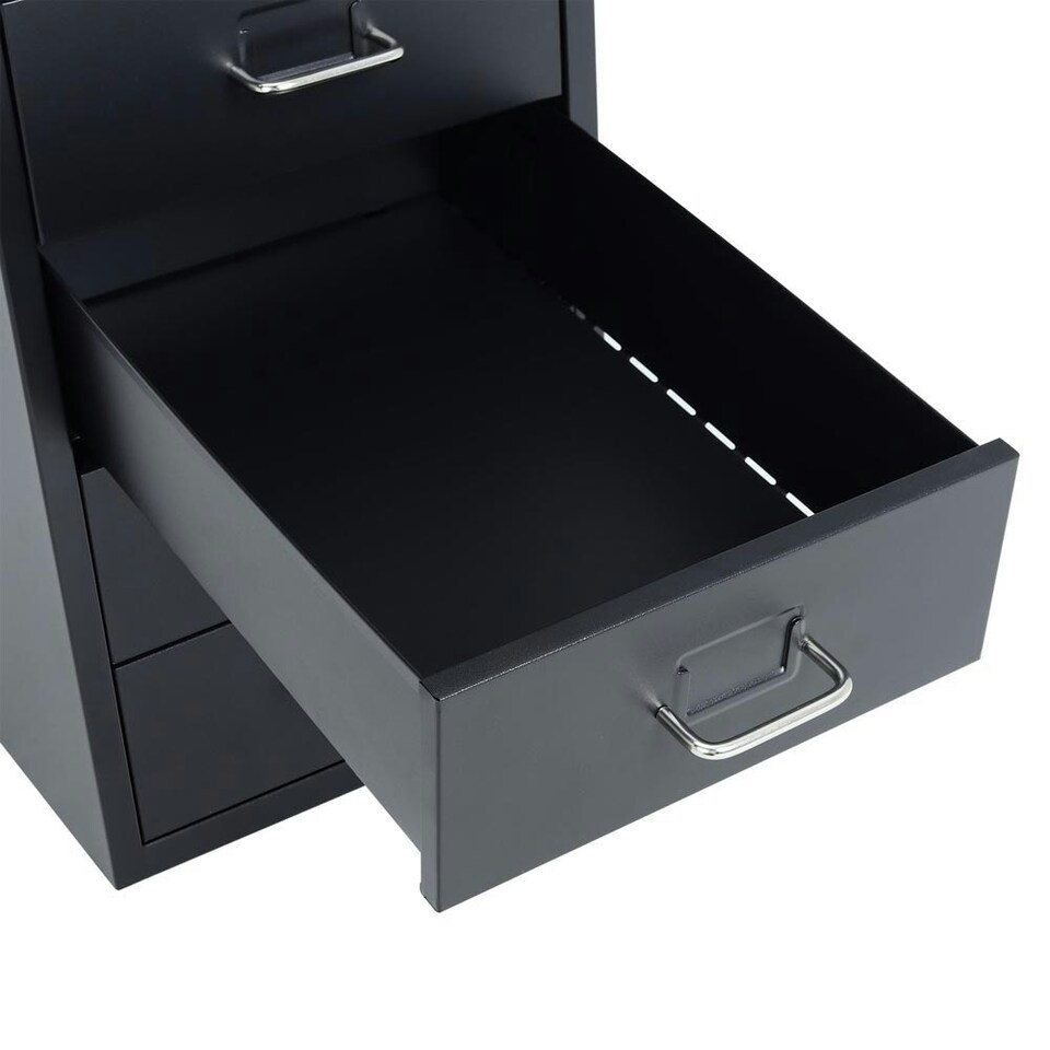 image 1 of Living and Home Vertical File Cabinet with 6 Drawers - Black