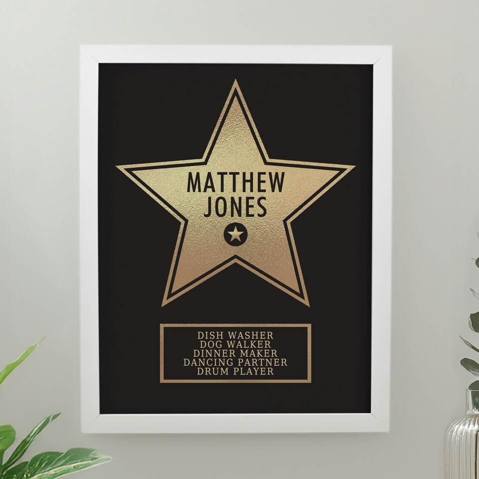 image 1 of Personalised Star Award White Poster Frame White | One Size