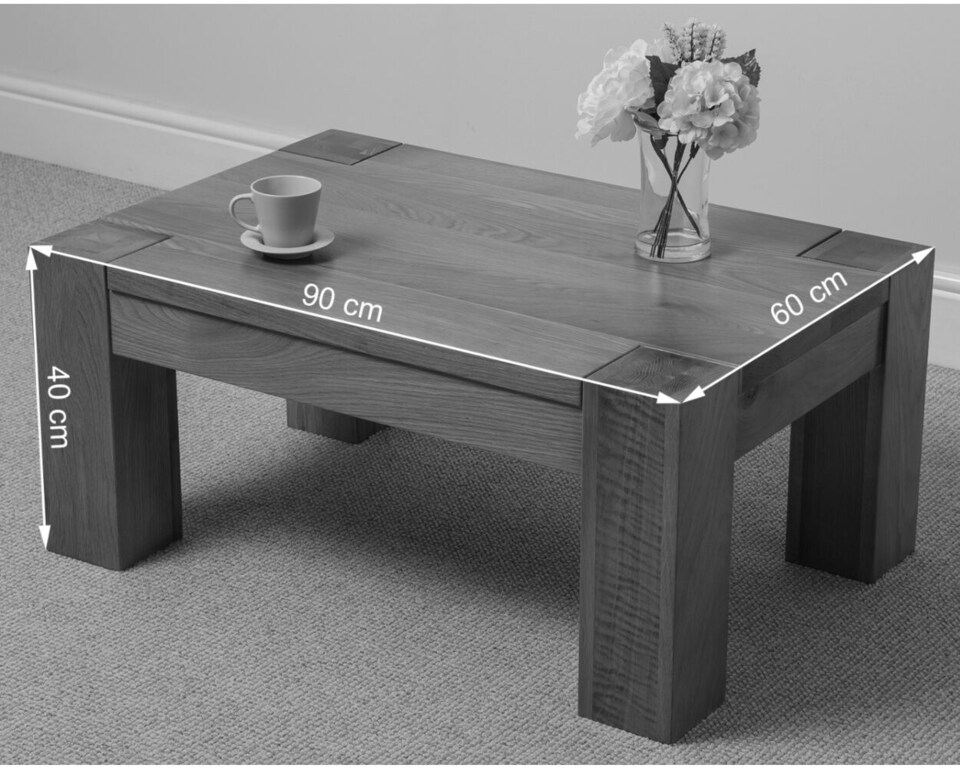 image 1 of Kuba Chunky Small Oak Coffee Table for Living Room | Brown | Light Oak