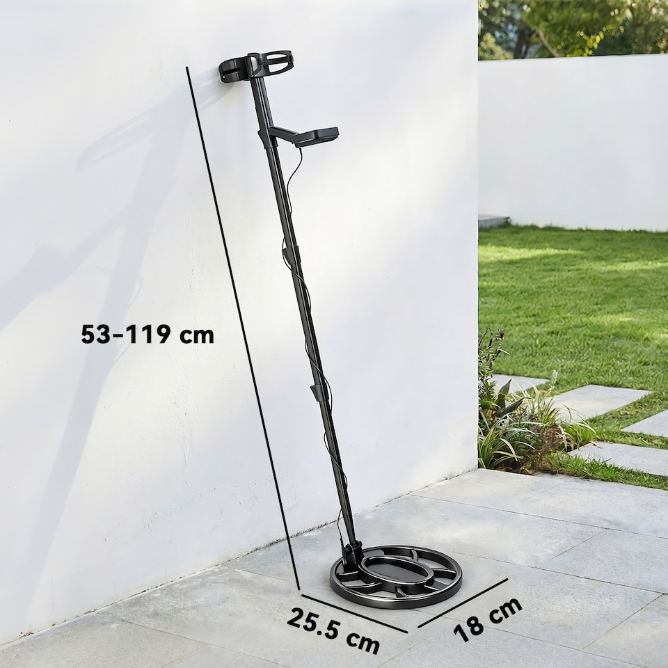 image 1 of Outsunny 5 Modes Metal Detector for Adults with IP68 Waterproof Search Coil | Black | Black, Orange | 53-119L x 18W x 37H cm