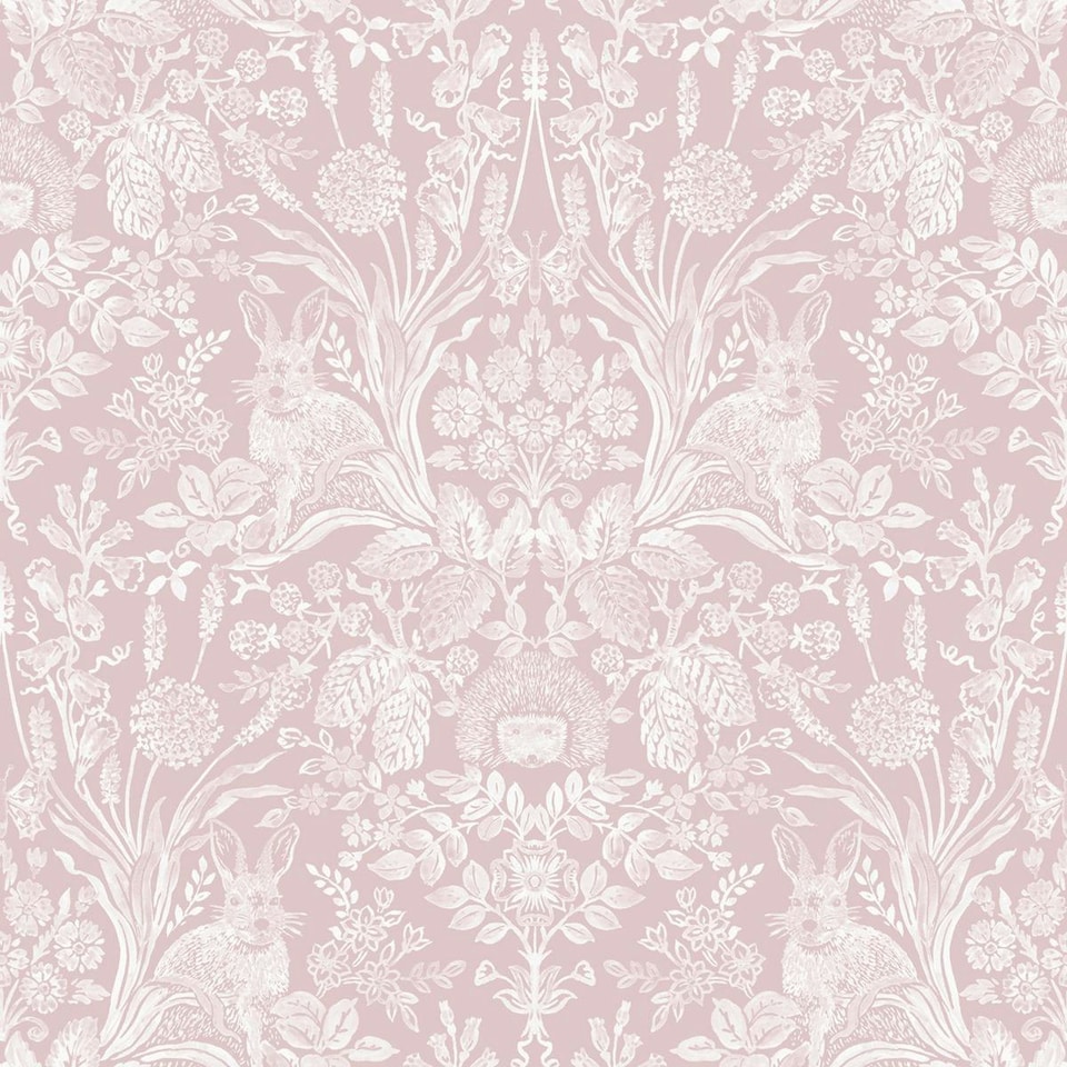 Holden Décor Harlen Woodland Damask Wallpaper - Dusky Pink - 10m x 53cm