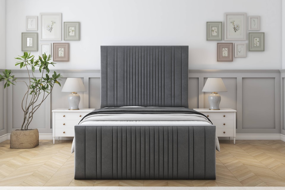 image 1 of Sloomy Kingsley Armour Coniston Bed Frame With Mattress With 50" Upholstered Headboard 4'6 Double