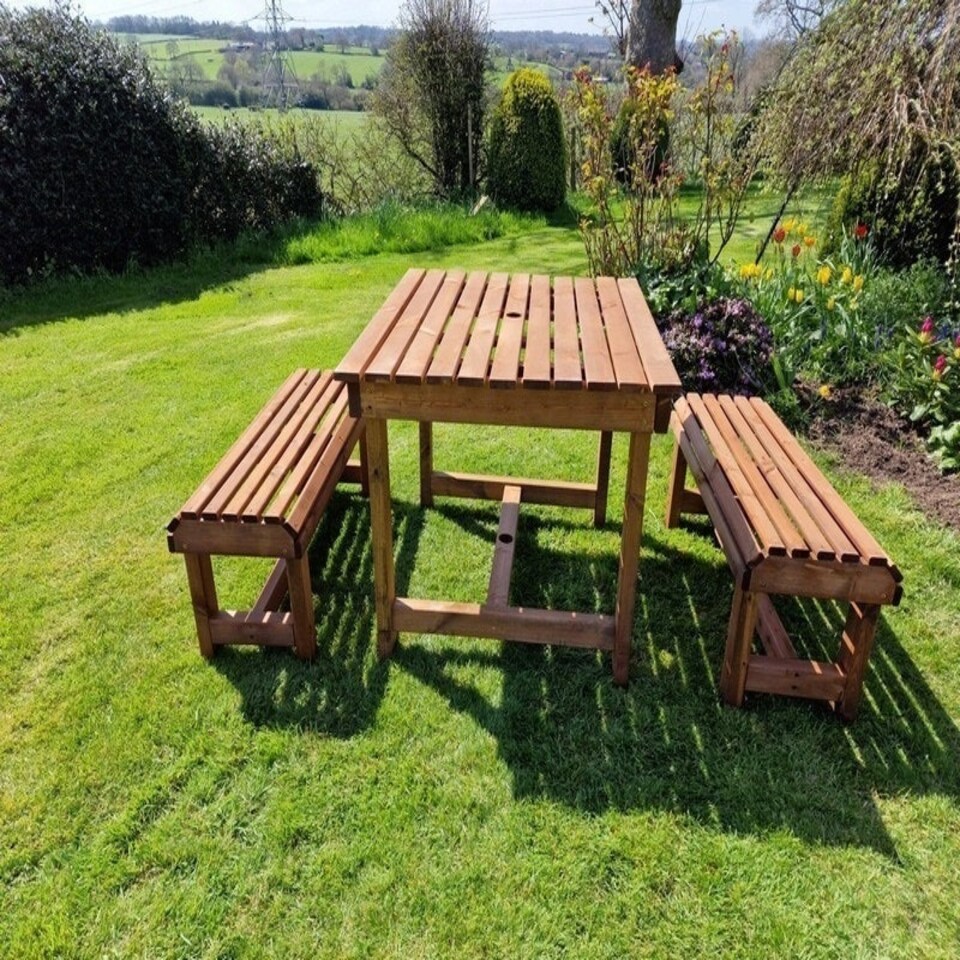 image 1 of Contemporary 4 Seater Garden Table and Bench Set - Timber - L100 x W150 x H75 cm - Fully Assembled