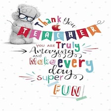 Bear In Glasses Thank You Teacher Card