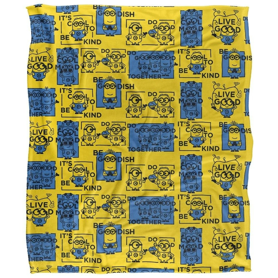image 1 of Minions Positivity Squares Blanket - White - One Size