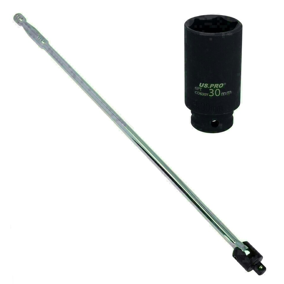 image 1 of 1/2" Drive Breaker Power Bar 30" Long + 30mm Deep Impact Wheel Nut Socket