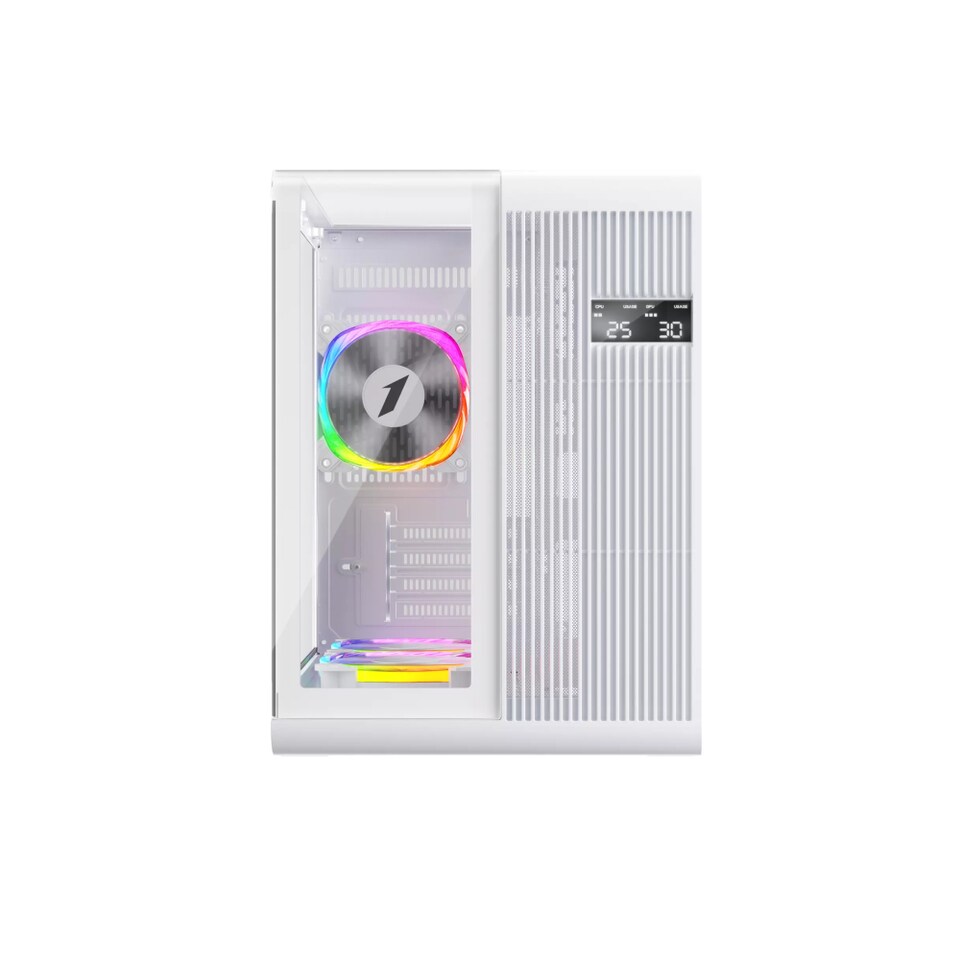 1st Player RT5 WH Tempared Glass Micro Tower Gaming PC Case with 3 x ...