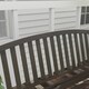 image 6 of Outsunny Garden Bench, Outdoor Metal Bench with Slatted Seat and Backrest, Curved Armrest, for Conservatory, Garden, Poolside, Deck, Brown