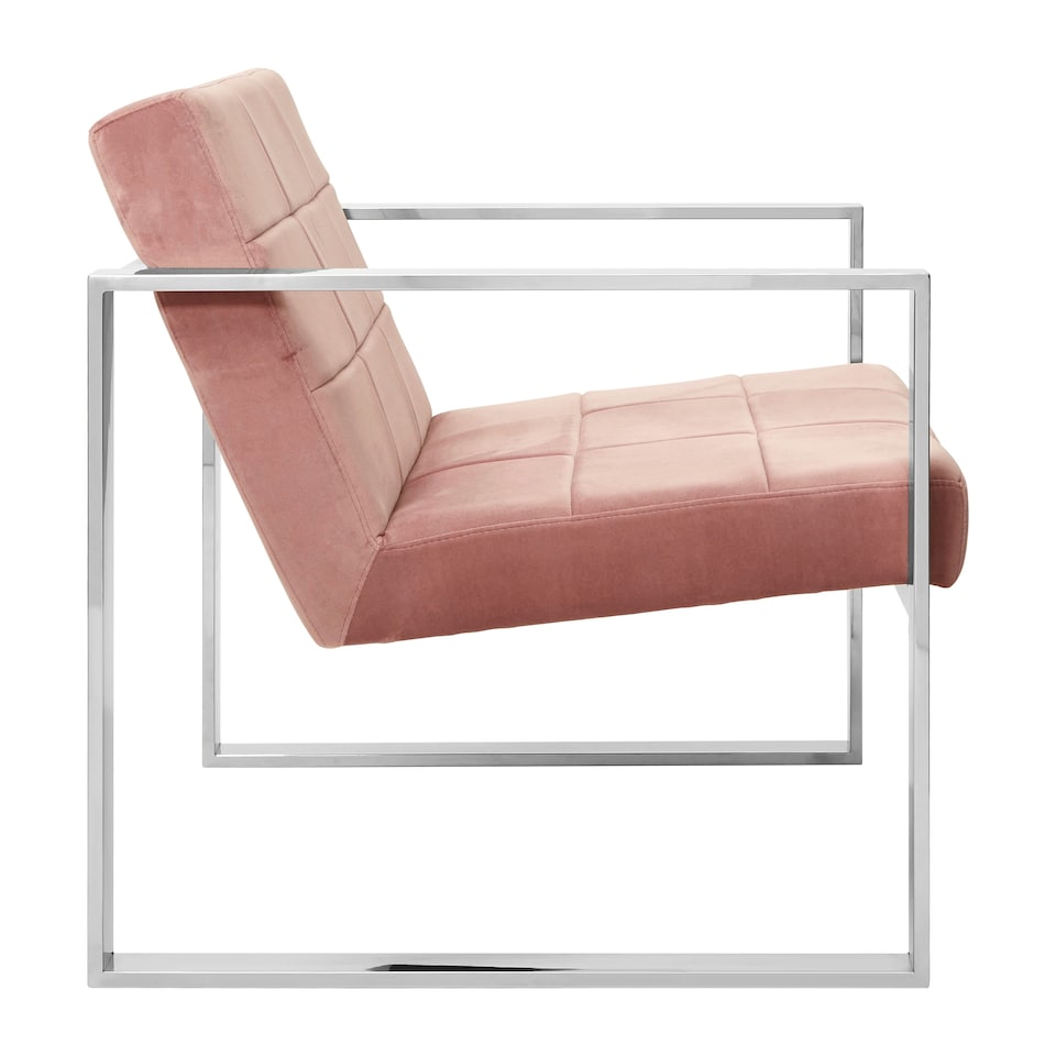 image 1 of Interiors by Premier Pink Velvet Cocktail Chair, Easy to Adjust Comfy Chair, Effortless Cleaning Small Chair