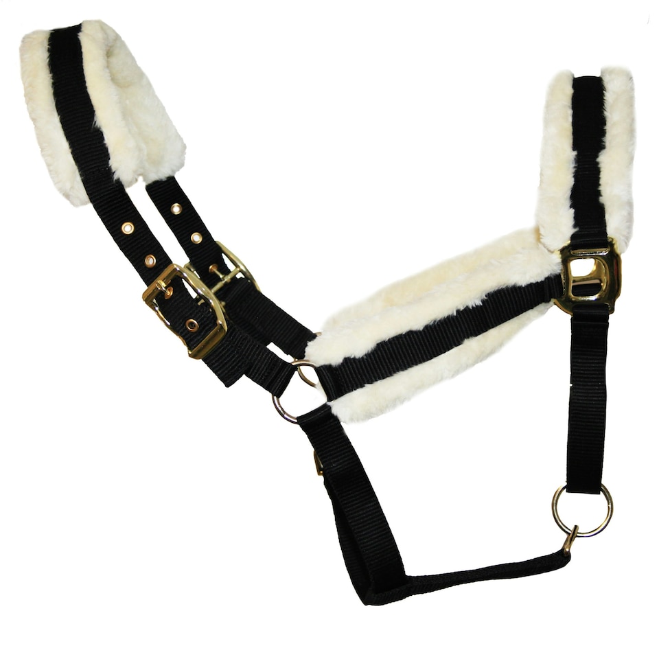 Hy Sheepskin Head Collar - Brown/Cream - Pony