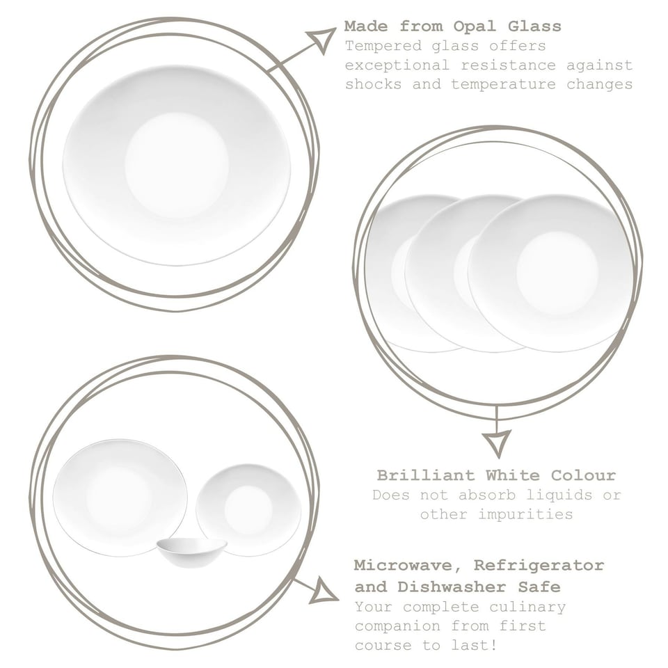 image 1 of Bormioli Rocco Prometeo Glass Dessert Plates - 24 x 19.5cm - White - Pack of 6 White