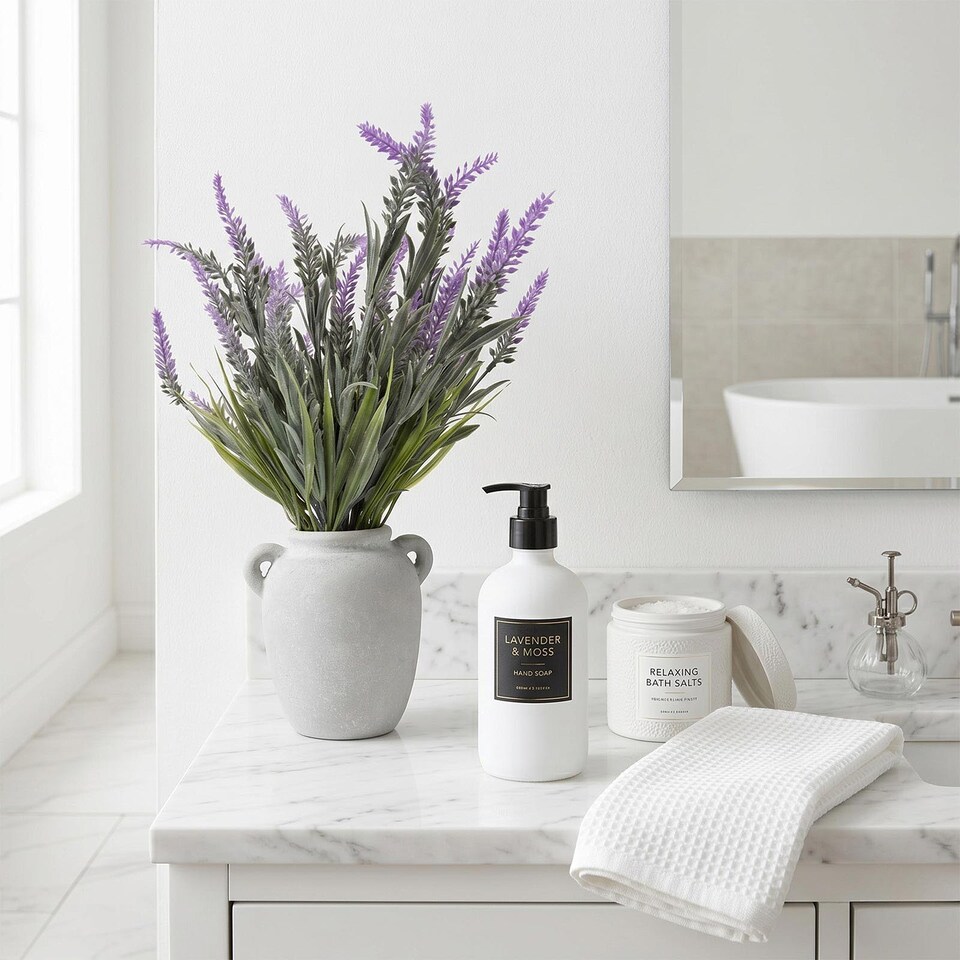 image 1 of Homescapes Artificial Potted Lavender Plant, 45cm, Purple