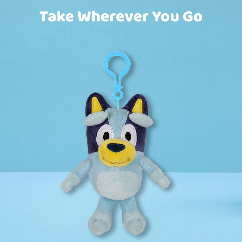 image 1 of vfm-estore Bluey Plush Bag Clip - 12cm x 8cm, Blue