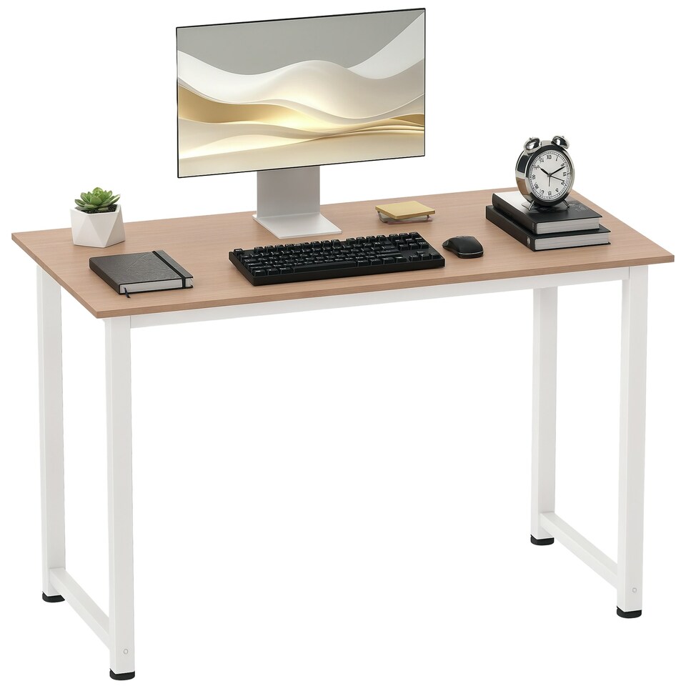 image 1 of HOMCOM Computer Desk Dining Table Writing Table with Metal Frame, White