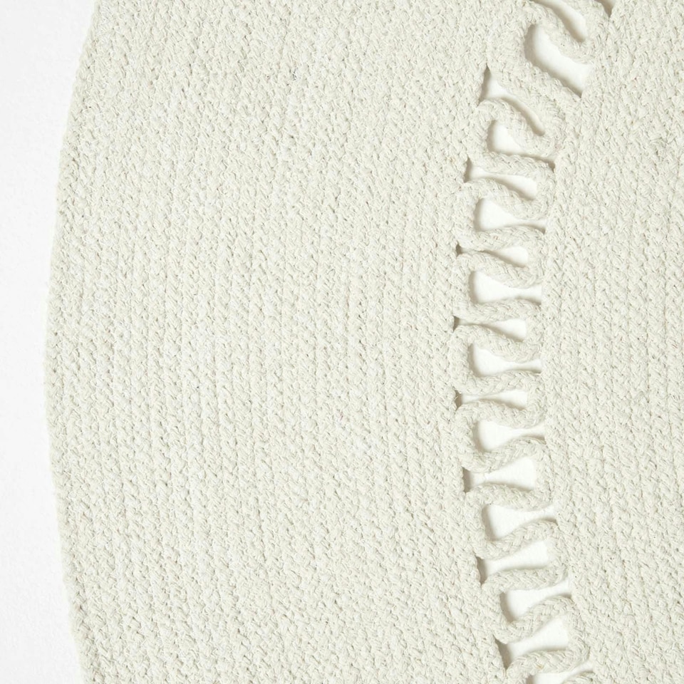 image 1 of Homescapes Natural Crochet Braided Rug - 150cm Round | Cream | Natural