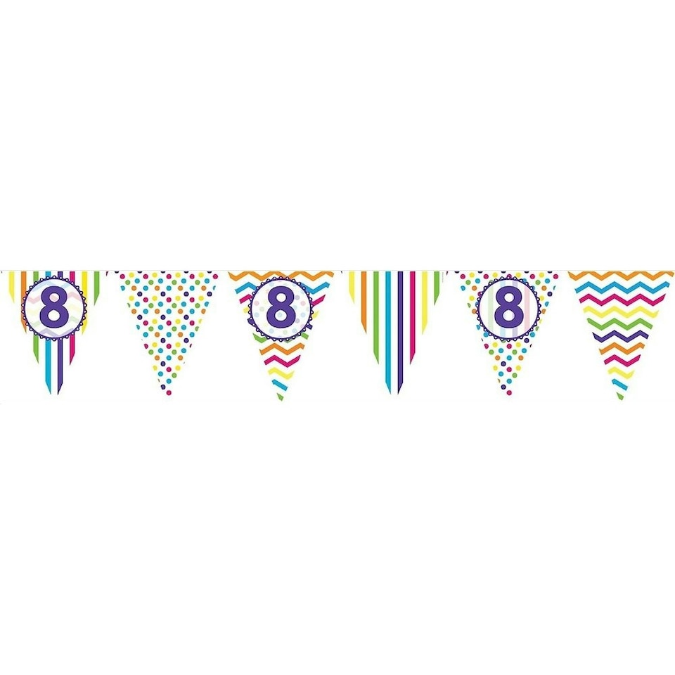 Creative Party Paper Pennant 8th Birthday Banner - Multicoloured - One Size