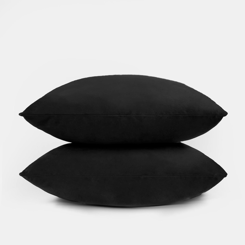 image 1 of OHS 2 x Soft Plain Matte Velvet Cushion Covers, 45x45cm - Black