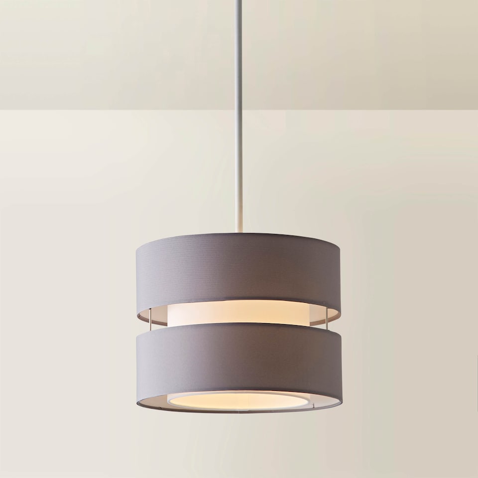 image 1 of ValueLights Sophia Small Grey 2 Tier Ceiling Light Shade & Bulb | Grey