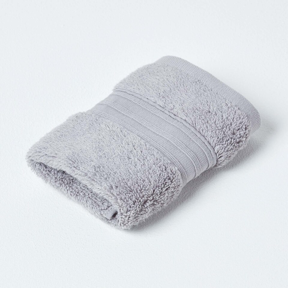 image 1 of Homescapes Zero Twist Supima Cotton Face Cloth - Set of 6, Grey