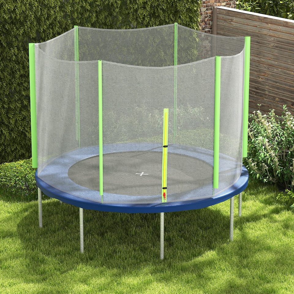 image 1 of SPORTNOW 8ft Trampoline Net Replacement with 6 Plastic Pole Covers, Weather-Resistant Trampoline Netting Replacement with Zipped Entrance, Poles Not Included