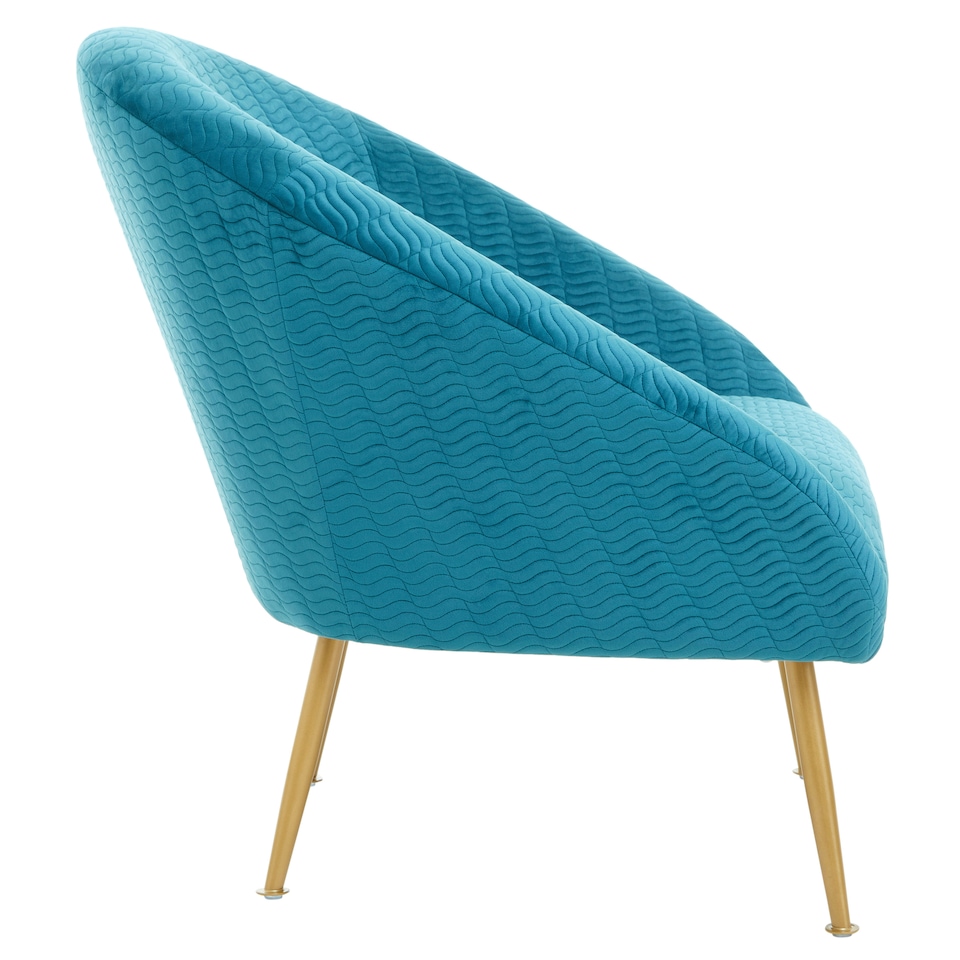 image 1 of Interiors by Premier Blue Occasional Arm Chair with Curved Back, Velvet Upholstered Chair, Indoor Lounge Chair for Living Room